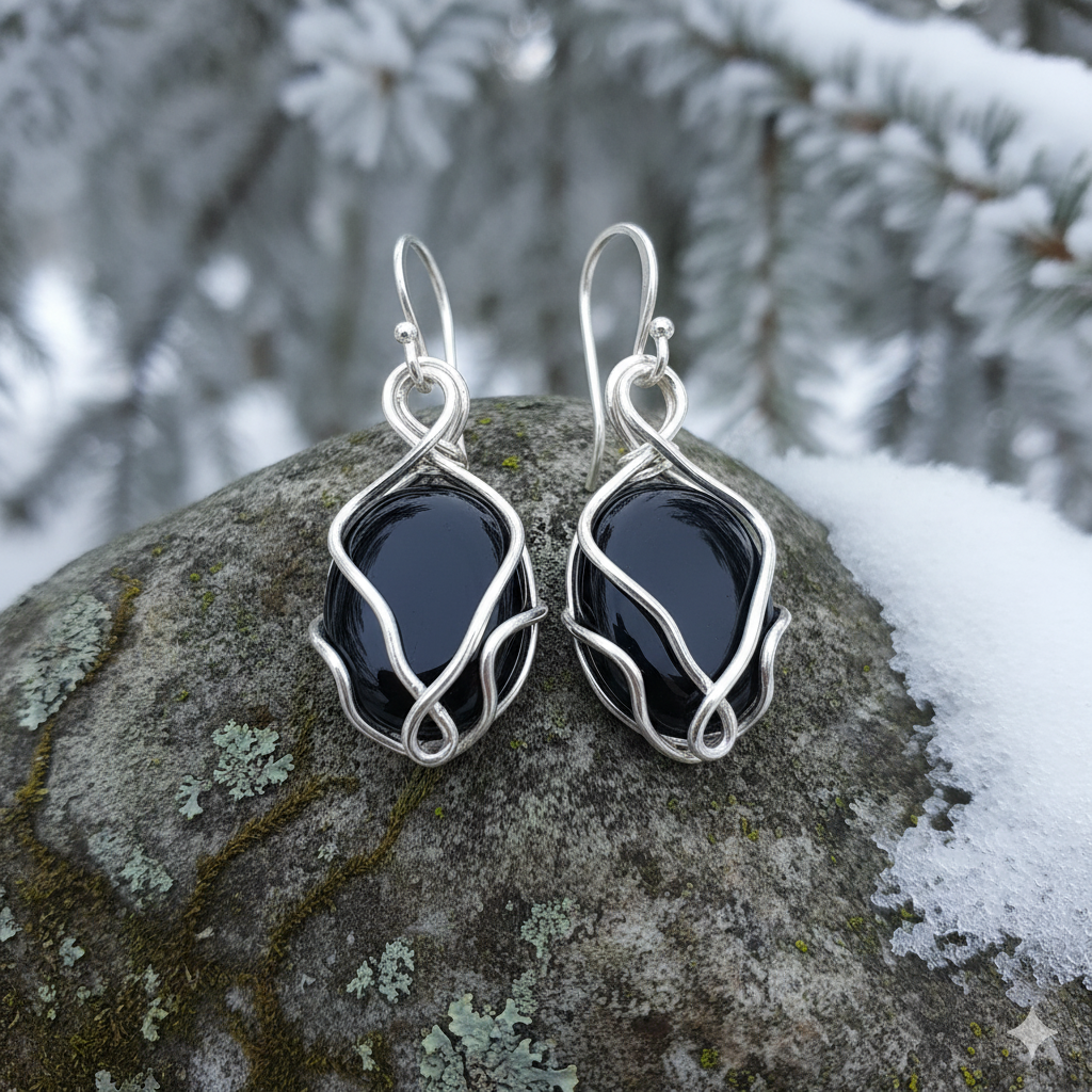 Organik Gümüş Sarımlı Sallantılı Küpe