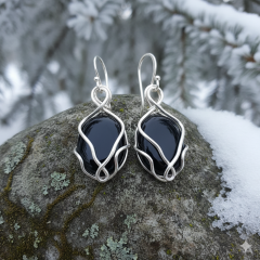 Organik Gümüş Sarımlı Sallantılı Küpe